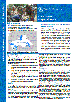 WFP Regional Impact of the C.A.R. Crisis Situation Report #11, 29 January 2015
