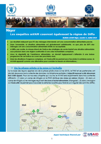 Niger - Les enquêtes mVAM couvrent également la région de Diffa: Numero 4, Juillet 2015