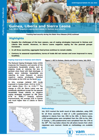 Guinea, Liberia and Sierra Leone - mVAM Regional Bulletin #9: Negative coping decreases in Guinea and Liberia, July 2015
