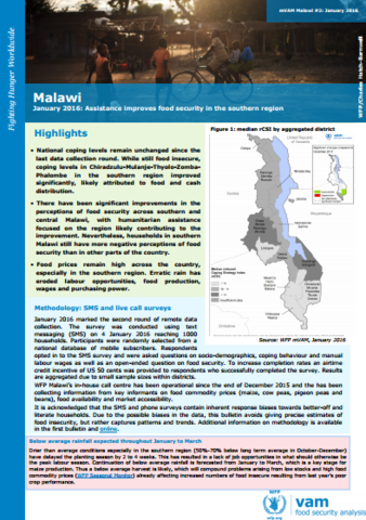 Malawi - Bulletin #2: Assistance improves food security in the southern region, January 2016