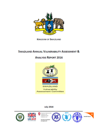 Swaziland - Annual Vulnerability Assessment & Analysis, July 2016