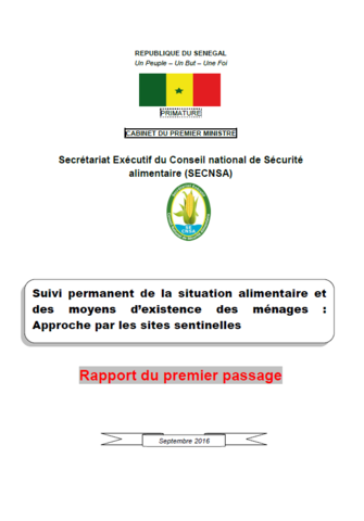 Senegal - Suivi permanent de la situation alimentaire et des moyens d'existence des ménages: Approche par les sites sentinelles, Septembre 2016