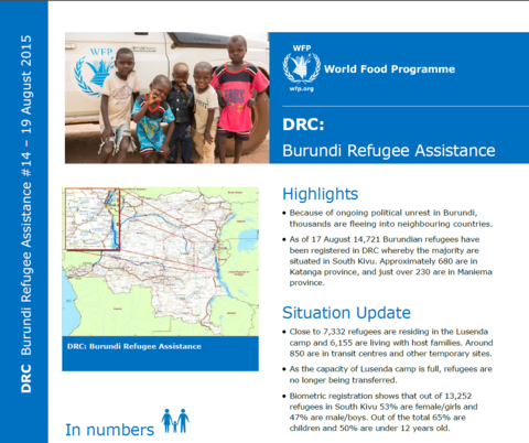 WFP DRC Burundi Refugee Assistance Situation Report #14, 19 August 2015