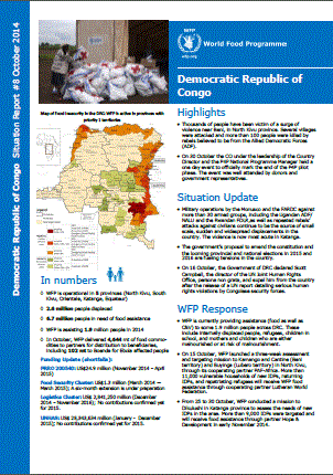 WFP Democratic Republic of Congo Situation Report #08, October 2014
