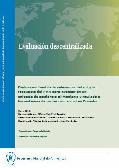 Ecuador, PRRO 200701 and EMOP 200665: an Evaluation