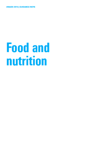 Guidance Note on Integrating Food and Nutrition in National HIV Strategies and Programmes