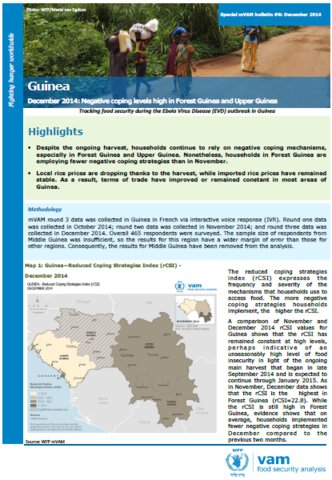 Guinea - Special mVAM Bulletin #8: Negative coping levels high in Forest Guinea and Upper Guinea, December 2014