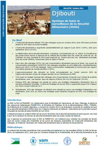 Djibouti - Système de Suivi et surveillance de la Sécurité Alimentaire, 2014