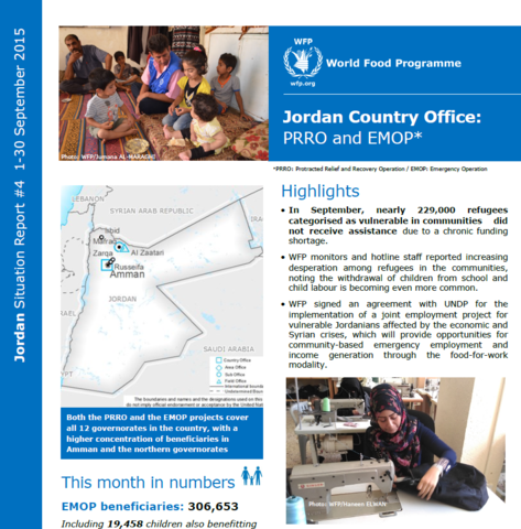 WFP Jordan Situation Report, September 2015