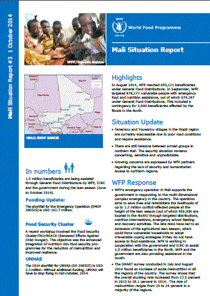 WFP Mali Situation Report #03, 01 October 2014