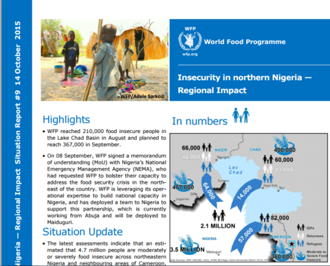 WFP INSECURITY IN NORTHERN NIGERIA SITUATION REPORT #09, 14 OCTOBER 2015