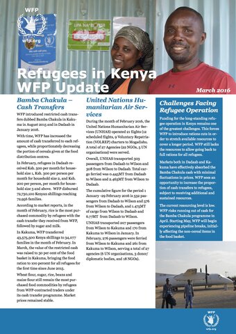 Refugees In Kenya - WFP Update - March 2016