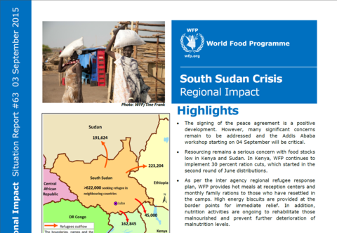 WFP South Sudan Crisis Regional Impact Situation Report #63, 03 September 2015