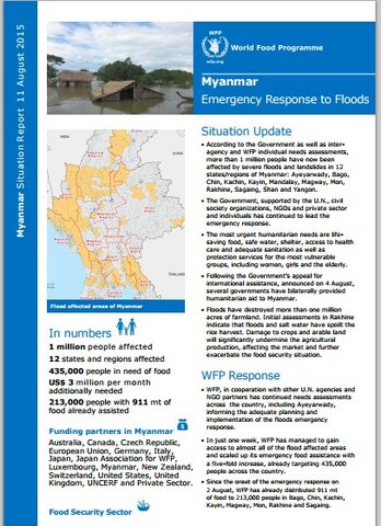 WFP Myanmar Situation Report, 11 August 2015