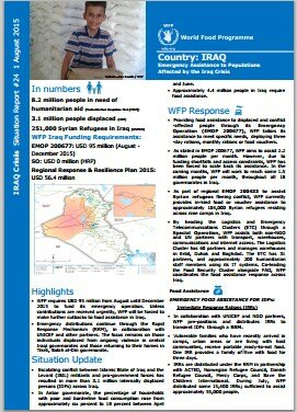 WFP IRAQ SITUATION REPORT #24, 01 AUGUST 2015