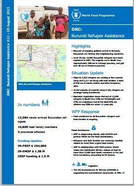 WFP DRC Burundi Refugee Assistance Situation Report #12, 05 August 2015