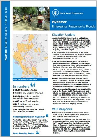 WFP Myanmar Situation Report, 7 August 2015