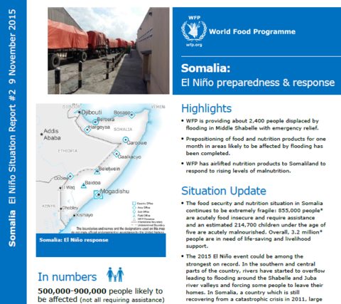 WFP Somalia El Niño Situation Report #2, 09 November 2015