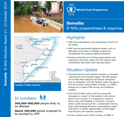 WFP Somalia El Niño Situation Report #1, 23 October 2015
