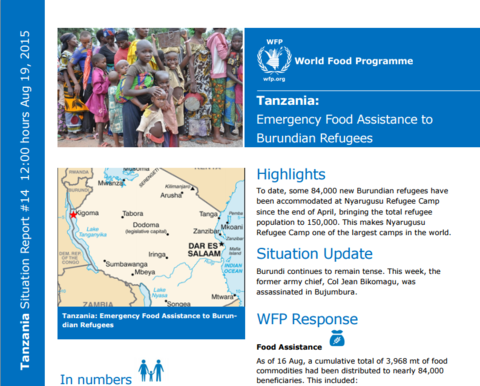 WFP Tanzania Burundian Refugees Situation Report #14, 19 August 2015