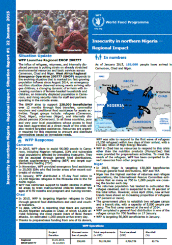 WFP Insecurity in Northern Nigeria External Situation Report #01, 22 January 2015