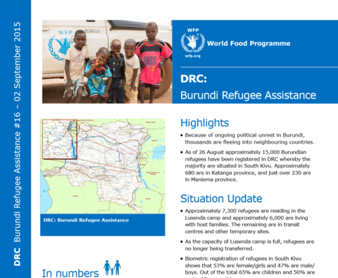 WFP DRC Burundi Refugee Assistance Situation Report #16, 02 September 2015