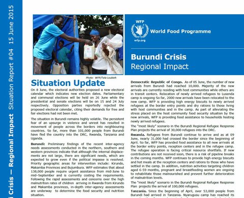 WFP Burundi Crisis Regional Impact Situation Report #04, 15 June 2015