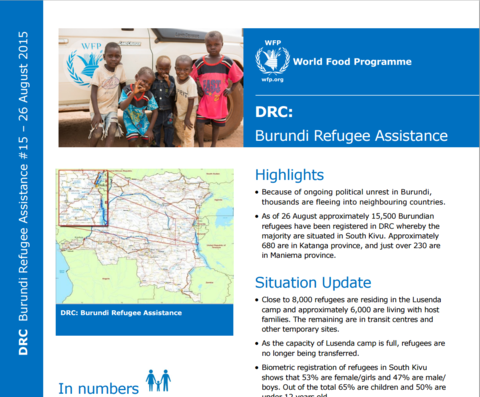 WFP DRC Burundi Refugee Assistance Situation Report #15, 26 August 2015