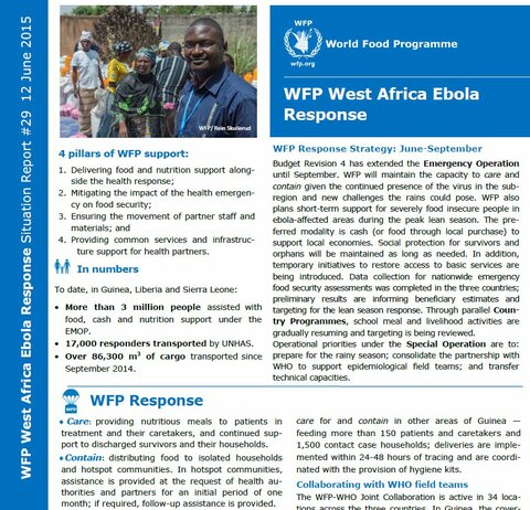 WFP West Africa Ebola Situation Report #29, 12 June 2015