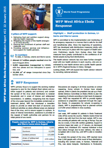 WFP West Africa Ebola Outbreak Situation Report #22, 22 January 2015