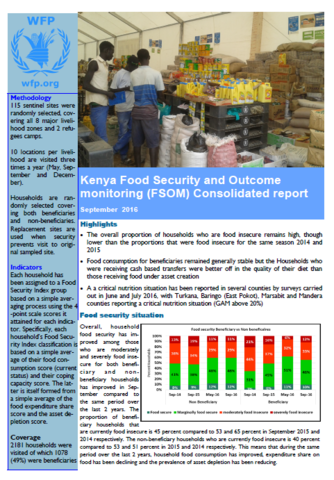 Kenya - Food Security and Outcome Monitoring, 2016