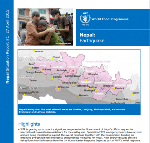 Nepal Situation Report #1, 27 April 2015