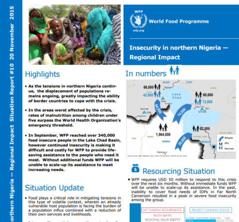 WFP INSECURITY IN NORTHERN NIGERIA SITUATION REPORT #10, 20 NOVEMBER 2015