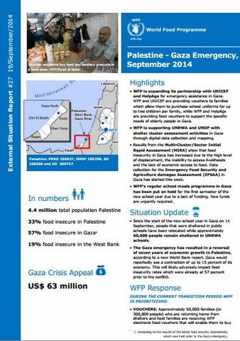 WFP Palestine Situation Report #27, 19 September 2014