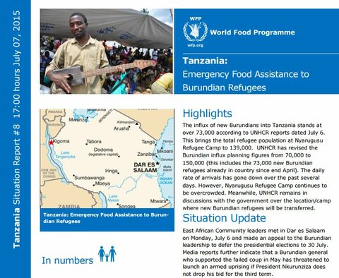 WFP Tanzania Burundian Refugees Situation Report #08, 07 July 2015