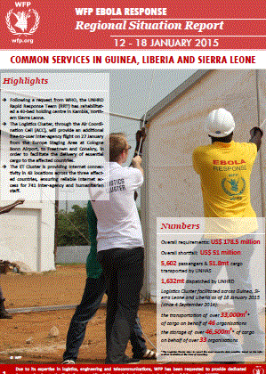 WFP Ebola Response Common Services Situation Report, 12-18 January 2015