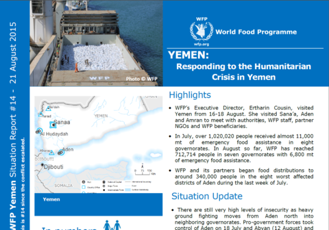 WFP Yemen Situation Report #14, 21 August 2015