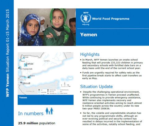 WFP Yemen Situation Report, 15 March 2015