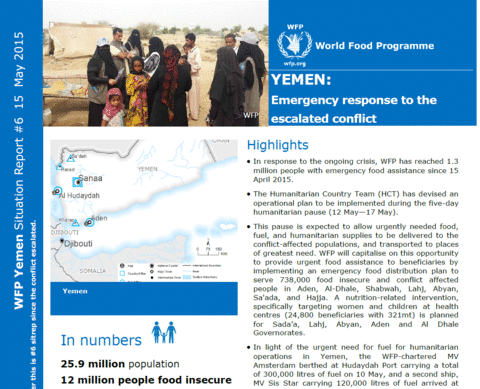 WFP Yemen Situation Report #6, 15 May 2015