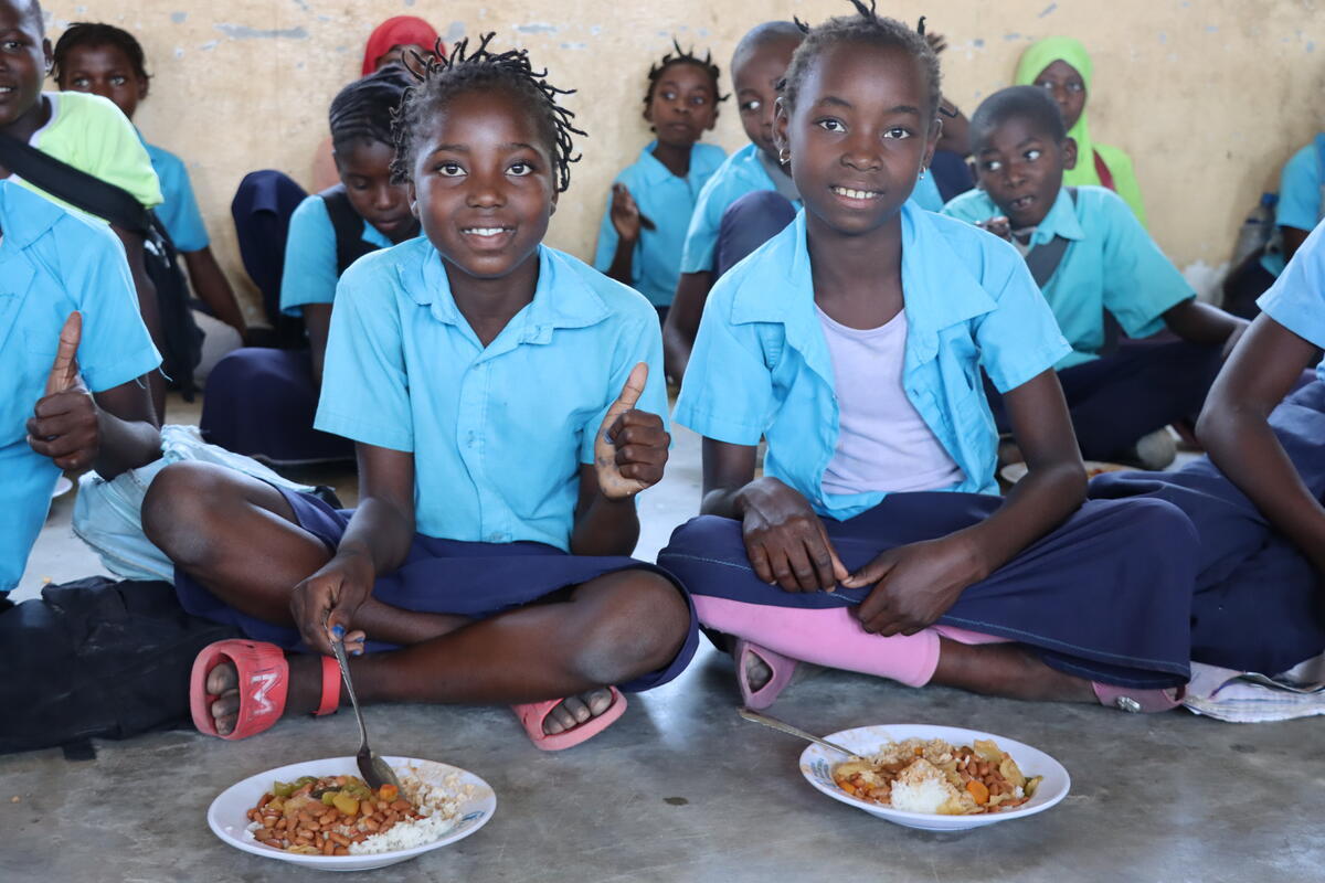Two children benefiting from school meals programme in Nampula, Mozambique. © WFP/Ana Mato Hombre