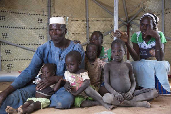 Photo: WFP/ Marwa Awad, A family displaced in Burkina Faso, now living in a camp in Pissila, a town north of the capital Ouagadougou