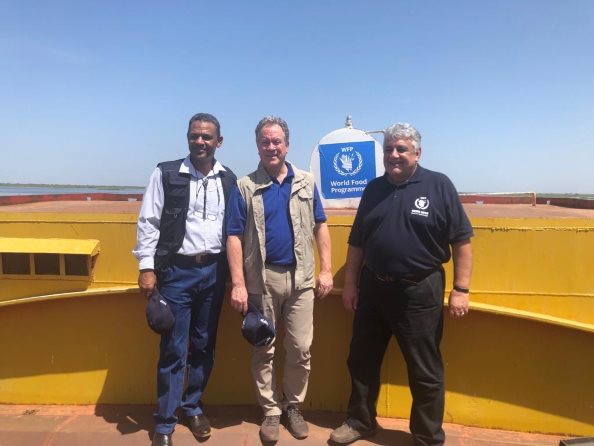 WFP:Photo/photogallery, Hameed Nuru Country Director WFP Sudan, David Beasley WFP Executive Director, Amir Abdulla WFP DED in Kosti, Sudan.