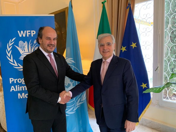 Imed Khanfir, WFP Representative and Country Director in Algeria (left) and His Excellency Pasquale Ferrara, Ambassador of Italy in Algeria (right). Photo: WFP/ Photogallery