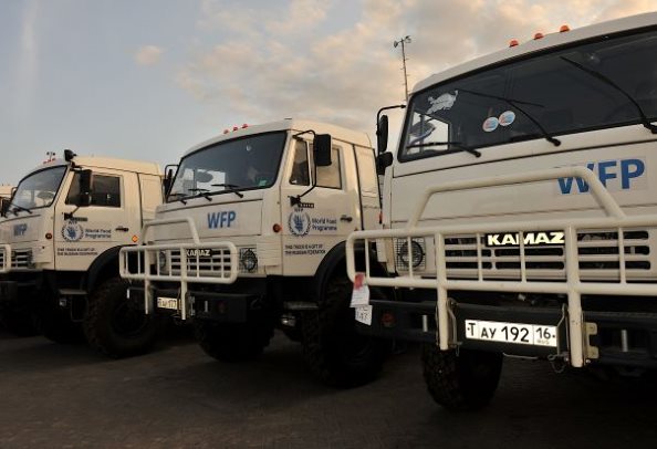 Photo: WFP/ Alessandro Abbonizio. Russia's Kamaz trucks