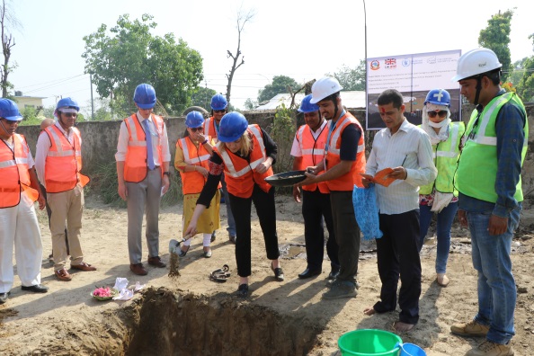 A symbolic groundbreaking ceremony of the Forward Logistic Base, marking the beginning of construction of the base at Nepalgunj airport in Western Nepal