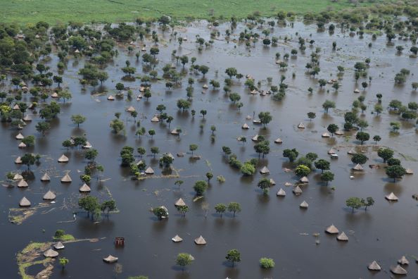 "Entire villages in the Fangak region of South Sudan have been submerged due to record floods that have swept across the country for the third consecutive year, displacing hundreds of thousands of people. WFP is reaching 300,000 flood-affected people with food assistance across the country" - Credit: Marwa Awad