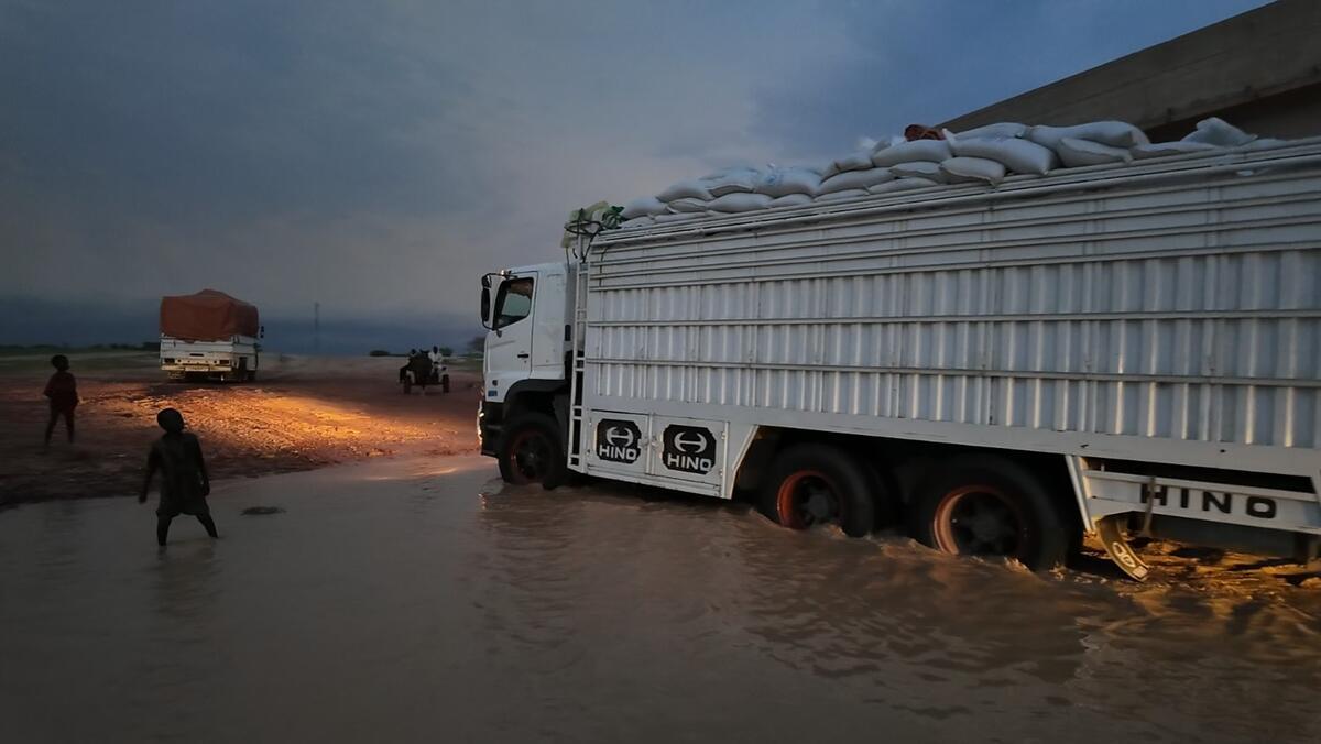 Photo: WFP/photo gallery. The first WFP food supplies destined for desperate communities in Sudan's Darfur have crossed the Adre border from Chad, after it was reopened by the Sudanese authorities following a six-month closure.