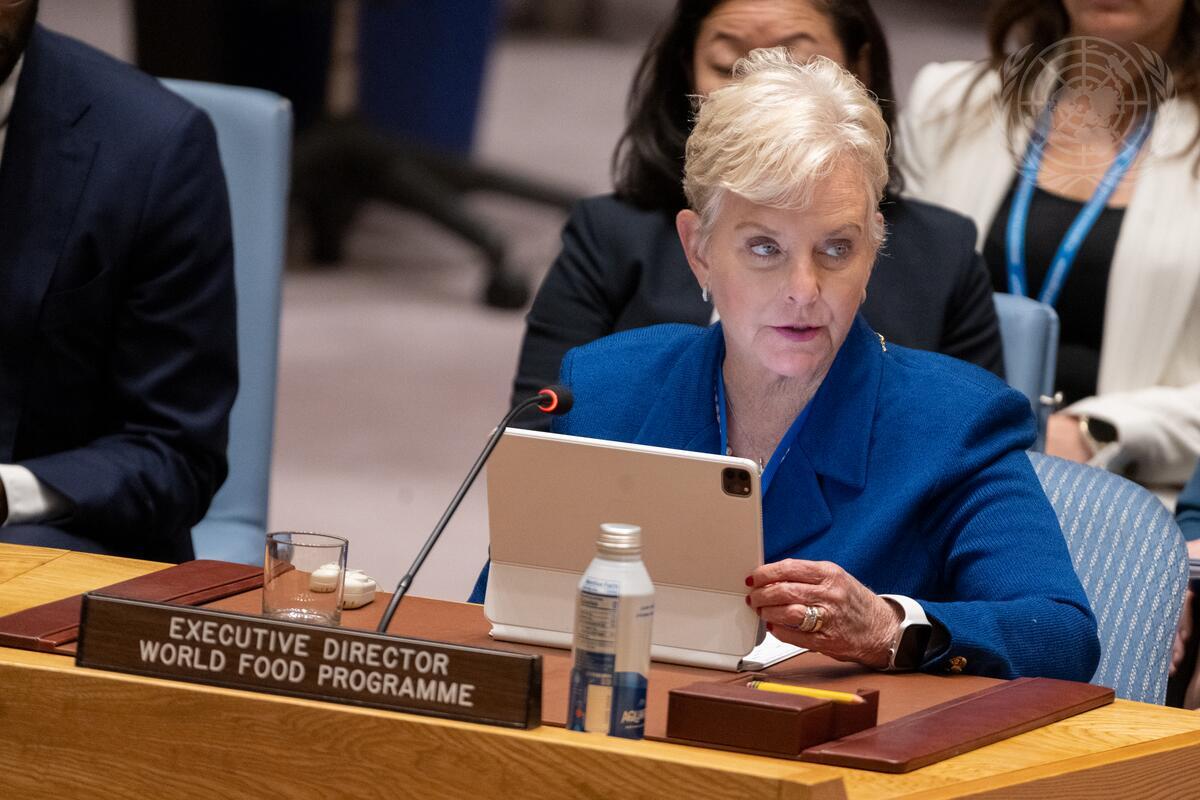 Photo: WFP/ Photogallery. WFP Executive Director Cindy McCain at the Security Council open debate on Somalia