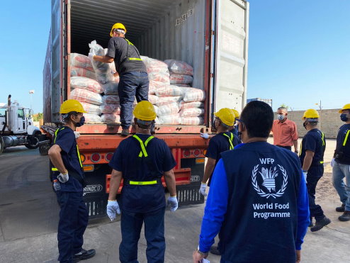 Photo: WFP/ Alexis Masciarelli. First WFP food supplies for vulnerable school children arrive in Venezuela