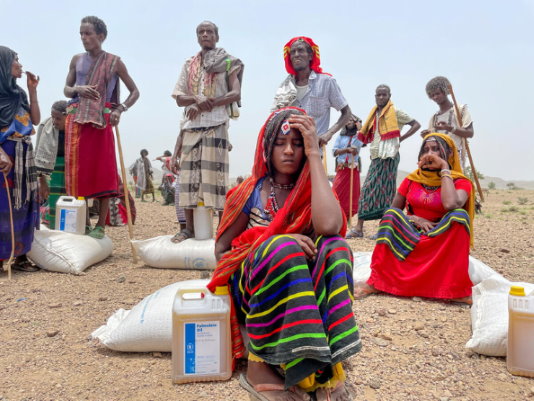 Photo: WFP/ Claire Nevill, A general food distribution in Afar region, where over 107,000 people have been displaced by conflict so far and over half a million people are in urgent need of food assistance.